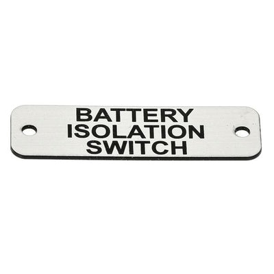 Battery Isolation Switch (L) Label Silver with Black Engrave 105x40mm JBL02S JBL02S