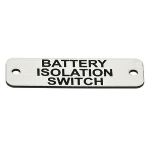 Battery Isolation Switch (L) Label Silver with Black Engrave 105x40mm JBL02S JBL02S