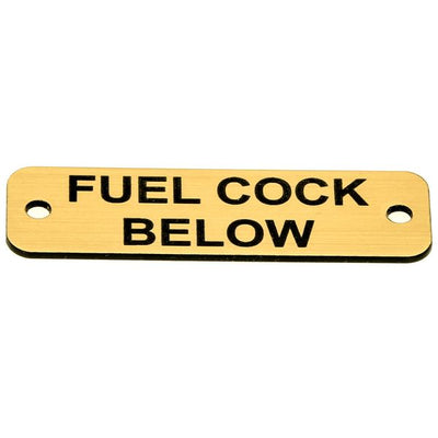 Fuel Cock Below Label (L) Gold with Black Engraving 105mm x 40mm JBL03G JBL03G