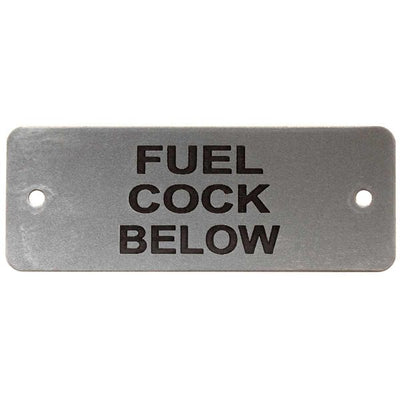 Fuel Cock Below Label (L) Silver with Black Engraving 105mm x 40mm JBL03S JBL03S