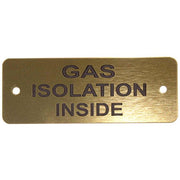 Gas Isolation Inside Label (L) Gold with Black Engrave 105mm x 40mm JBL04G JBL04G