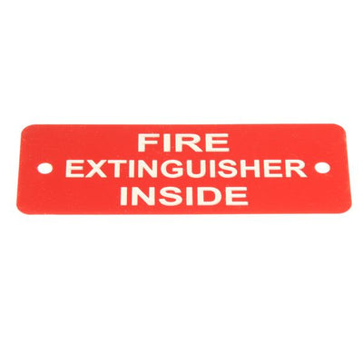 Fire Extinguisher Inside Label (L) Red with White Engrave 105mm x 40mm JBL05R JBL05R