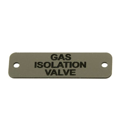 Gas Isolation Valve Label (S) Silver with Black Engraving 75mm x 22mm JBL11S JBL11S