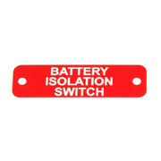 Battery Isolation Switch Label (S) Red with White Engrave 75mm x 22mm JBL12R JBL12R