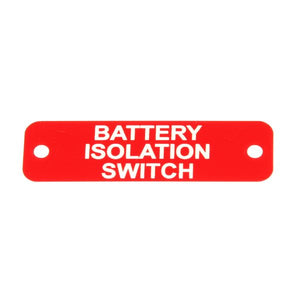 Battery Isolation Switch Label (S) Red with White Engrave 75mm x 22mm JBL12R JBL12R