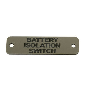 Battery Isolation Switch Label (S) Silver with Black Engrave 75 x 22mm JBL12S JBL12S