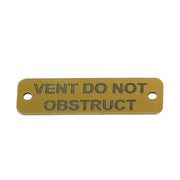 Vent Do Not Obstruct Label (S) Gold with Black Engraving 75mm x 22mm JBL13G JBL13G
