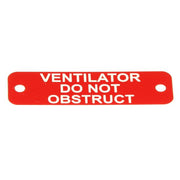 Vent Do Not Obstruct Label (S) Red with White Engraving 75mm x 22mm JBL13R JBL13R