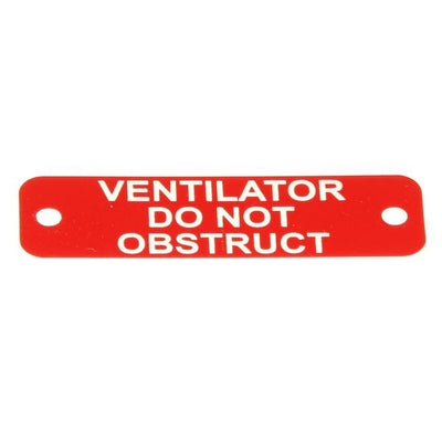 Vent Do Not Obstruct Label (S) Red with White Engraving 75mm x 22mm JBL13R JBL13R