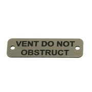 Vent Do Not Obstruct Label (S) Silver with Black Engraving 75mm x 22mm JBL13S JBL13S