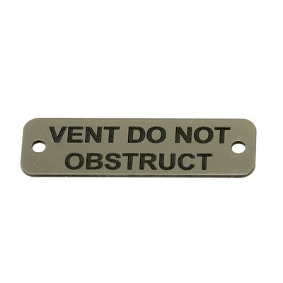 Vent Do Not Obstruct Label (S) Silver with Black Engraving 75mm x 22mm JBL13S JBL13S
