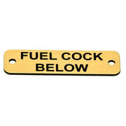 AG Fuel Cock Below Label (S) Gold with Black Engraving 75mm x 22mm JBL14G JBL14G