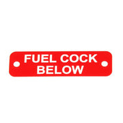 AG Fuel Cock Below Label (S) Red with White Engraving 75mm x 22mm JBL14R JBL14R