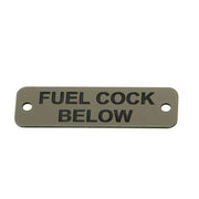 AG Fuel Cock Below Label (S) Silver with Black Engraving 75mm x 22mm JBL14S JBL14S