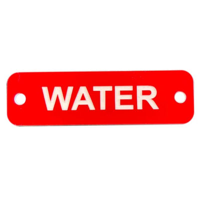 AG Water Label (S) Red with White Engraving 75mm x 22mm JBL21R JBL21R