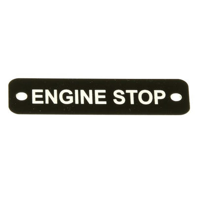AG Engine Stop Label (S) Black with White Engraving 75mm x 22mm JBL23B JBL23B