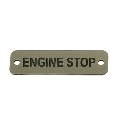 AG Engine Stop Label (S) Silver with Black Engraving 75mm x 22mm JBL23S JBL23S