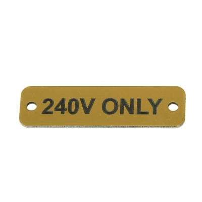 AG 240V Only Label (S) Gold with Black Engraving 75mm x 22mm JBL26G JBL26G