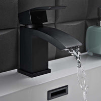 AG Descent Mini Mono Basin Mixer Tap with Push Waste in Matt Black
