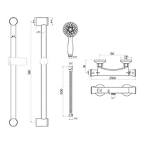 AG Thermostatic Shower Valve and Complete Riser Bar Kit in Chrome