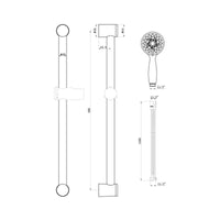 AG Round Shower Riser Rail Kit with Multi-Function Head (Chrome)