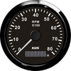 KUS Tachometer Gauge with Hourmeter (8000RPM / Black)