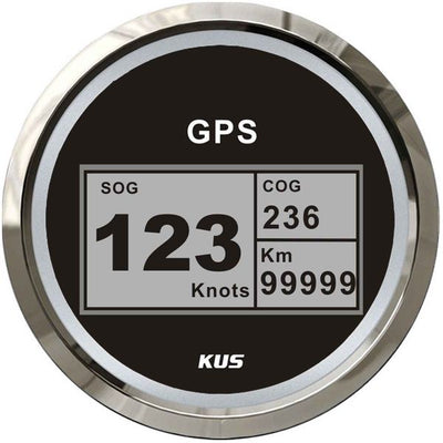 KUS Digital GPS Speedometer 0-999 Knots, km/h or MPH (SS / Black Dial)