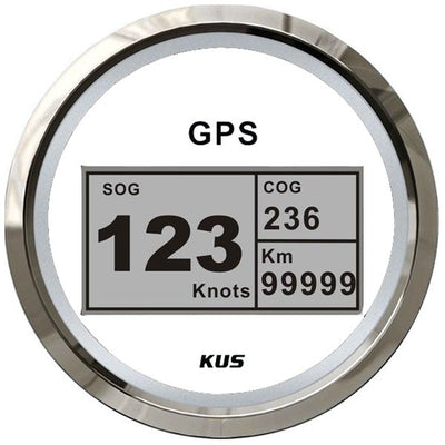 KUS Digital GPS Speedometer 0-999 Knots, km/h or MPH (SS / White Dial)
