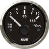 KUS Oil Pressure Gauge 10 Bar (Stainless Steel Bezel / Black Dial)