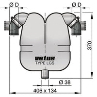 VETUS gas/water separator, 50mm rotating connections, 38mm drain (LGS5038)