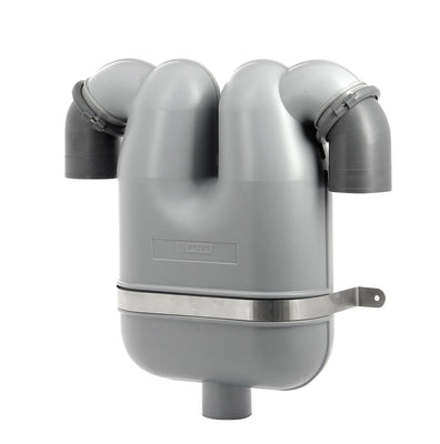 VETUS gas/water separator, 90mm rotating connections, 75mm drain
