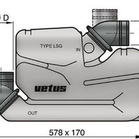 VETUS waterlock for long exhaust systems, type LSG, 60mm (LSG60)