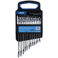 Laser Tools Ratchet Ring Combination Spanner Set 12-Piece (8mm - 19mm) LT-8511 8511
