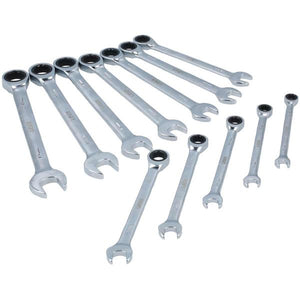 Laser Tools Ratchet Ring Combination Spanner Set 12-Piece (8mm - 19mm)