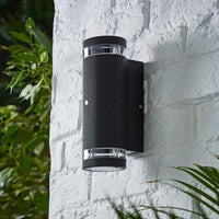 Helix LED GU10 Up/Down Light with Photocell Sensor Black (2 Bulbs)