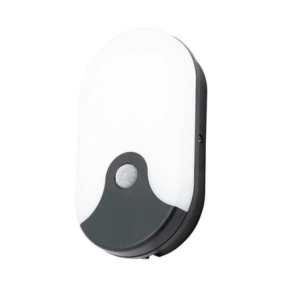 Turus Oval Bulkhead Light with PIR in Black (1200lm / 15W)