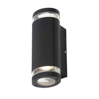 Helix LED GU10 Up/Down Wall Light with Ribbed Black Finish (2 Bulbs)