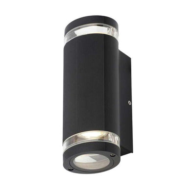 Helix LED GU10 Up/Down Wall Light with Ribbed Black Finish (2 Bulbs)