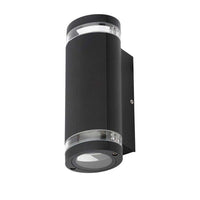 Helix LED GU10 Up/Down Wall Light with Ribbed Black Finish (2 Bulbs)