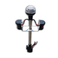 Folding Boat Navigation Light Tree in Stainless Steel  - Port, Starboard & All Round White LED
