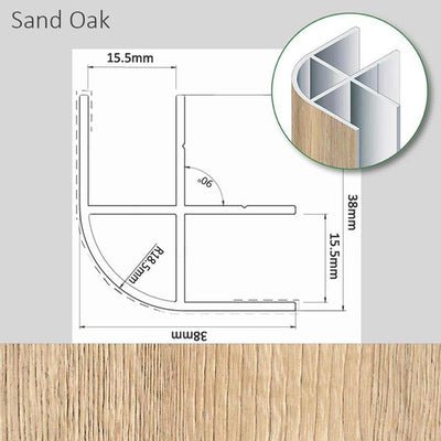 Corner Profile Sand Oak Finish 38 x 38 x 2200mm