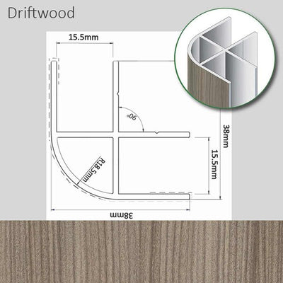 Corner Profile Driftwood Finish 38 x 38 x 2200mm