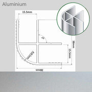 Corner Profile Aluminium Finish 38 x 38 x 2200mm