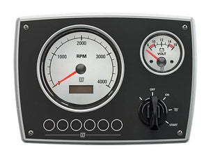 VETUS Stylish aluminium engine panel, with white gauges, 12V, (0-4,000rpm).