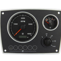 VETUS Aluminium engine panel, second generation 12V, 2 black instruments (0-4,000rpm)