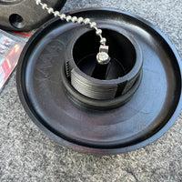 DECK FILLER ASSY 1 1/2" HOSE BLACK NYLON FUEL,GAS,DIESEL,PETROL,WASTE,WATER  DUAL LABELS