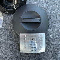 DECK FILLER ASSY 1 1/2" HOSE BLACK NYLON FUEL,GAS,DIESEL,PETROL,WASTE,WATER  DUAL LABELS