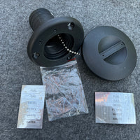 DECK FILLER ASSY 1 1/2" HOSE BLACK NYLON FUEL,GAS,DIESEL,PETROL,WASTE,WATER  DUAL LABELS