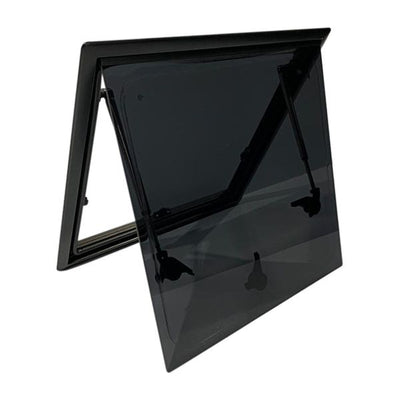 Campervan Hinged Window Black Alloy Frame 350 (W) x 500mm (H)