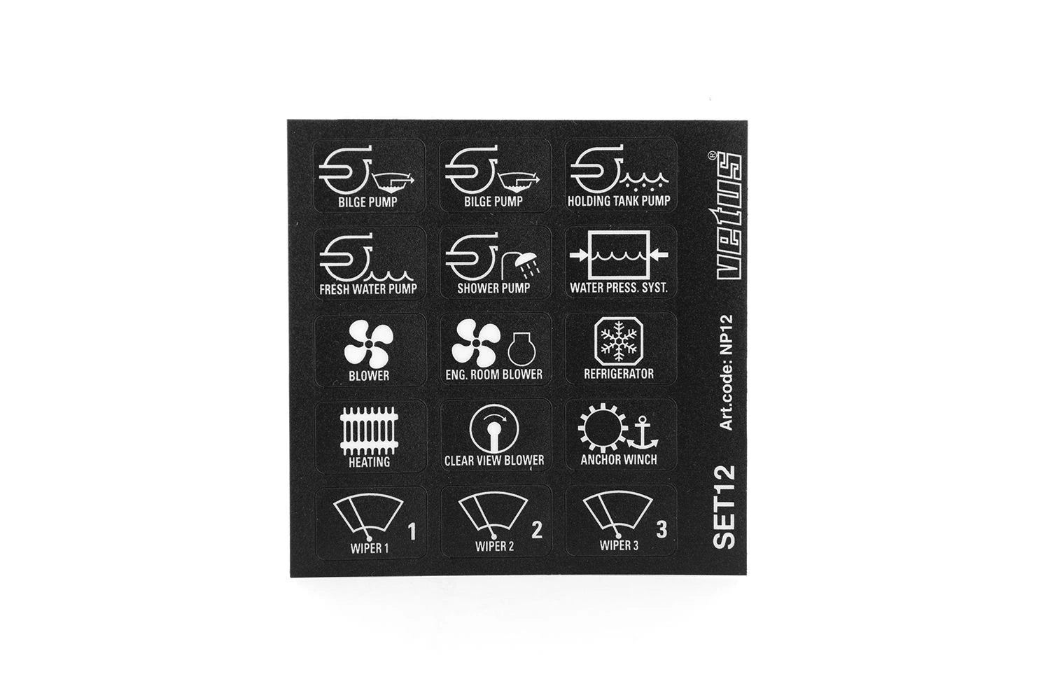 VETUS Set name plates np12 for